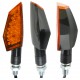 PAR PISCAS UNIVERSAIS MOTO PRETO VIDRO LARANJA LEDS